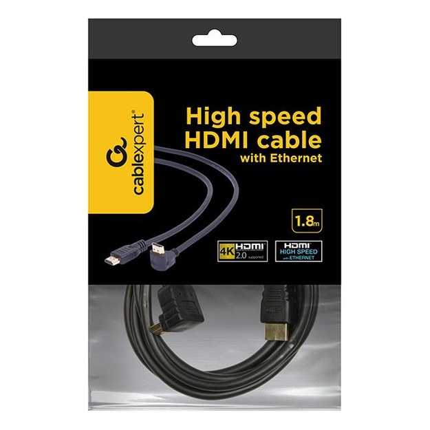 Vaizdo kabelis HDMI-HDMI 1.8M V2.0/90DEG. CC-HDMI490-6 GEMBIRD
