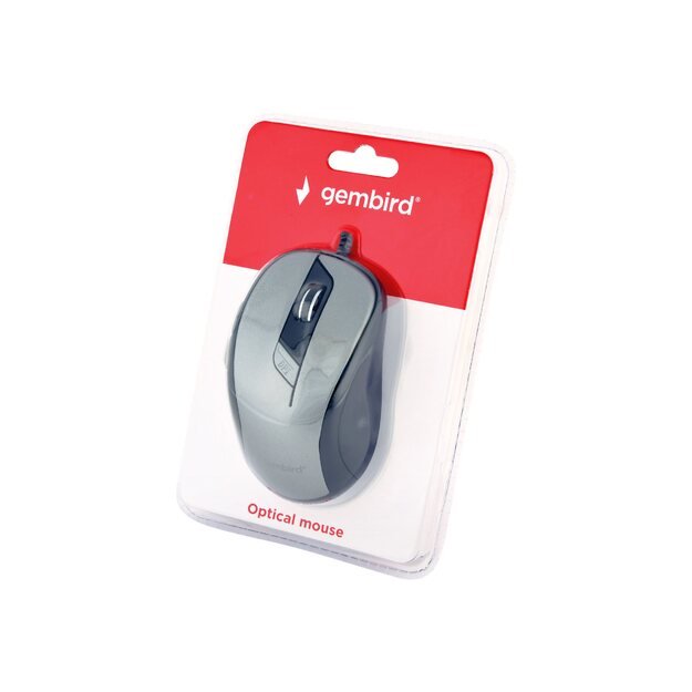 Kompiuterinė pelė laidinė MOUSE USB OPTICAL BLACK/GREY/MUS-6B-01-BG GEMBIRD