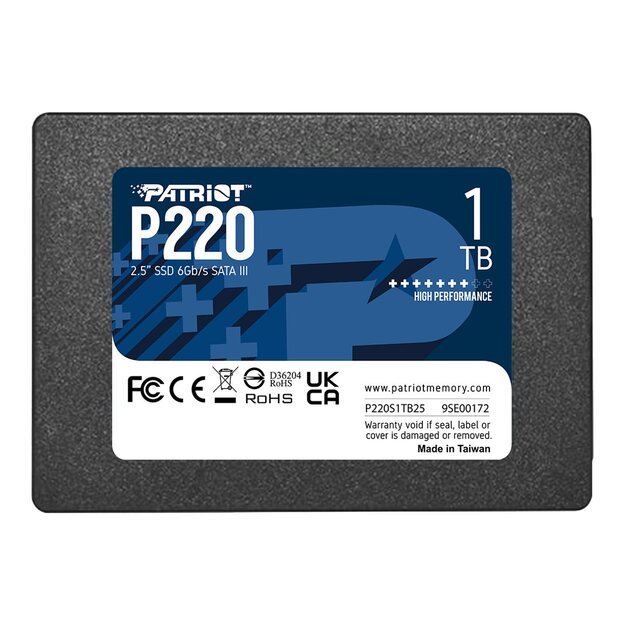 Kietasis diskas (SSD) vidinis PATRIOT P220 SATA 3 1TB SSD 550/500MB/s