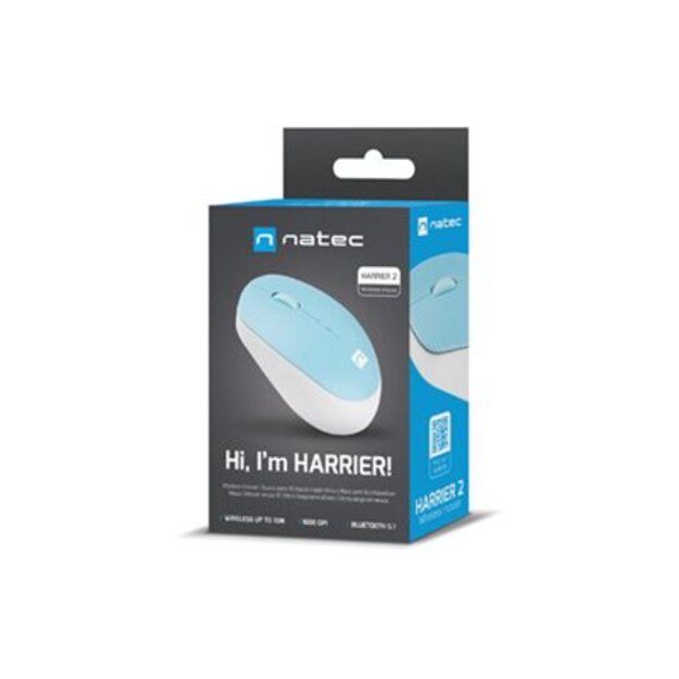 Kompiuterinė pelė belaidė NATEC Wireless Harrier 2 1600DPI Bluetooth 5.1 white-blue