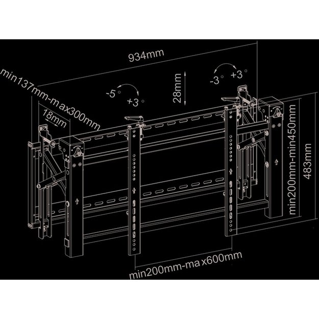 Televizoriaus laikiklis sieninis BLACK/LED-VW2000BLACK NEOMOUNTS
