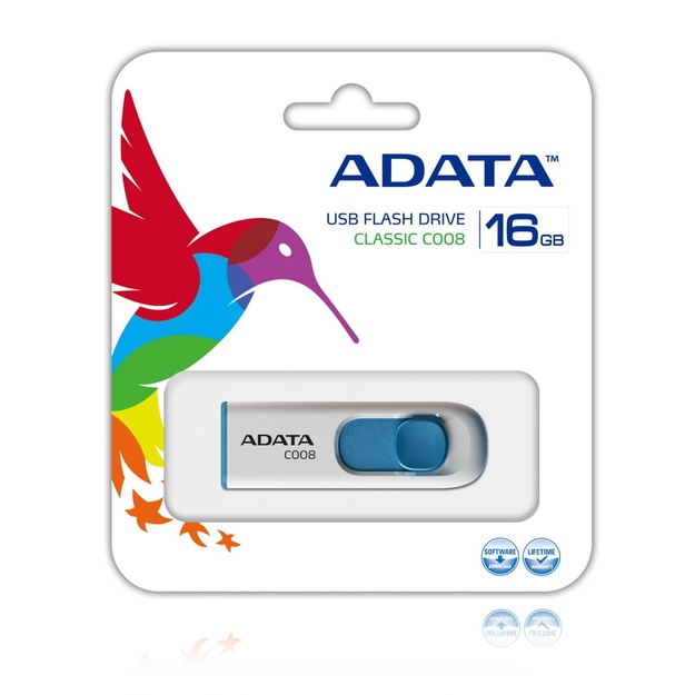 MEMORY DRIVE FLASH USB2 16GB/WH/BLUE AC008-16G-RWE A-DATA