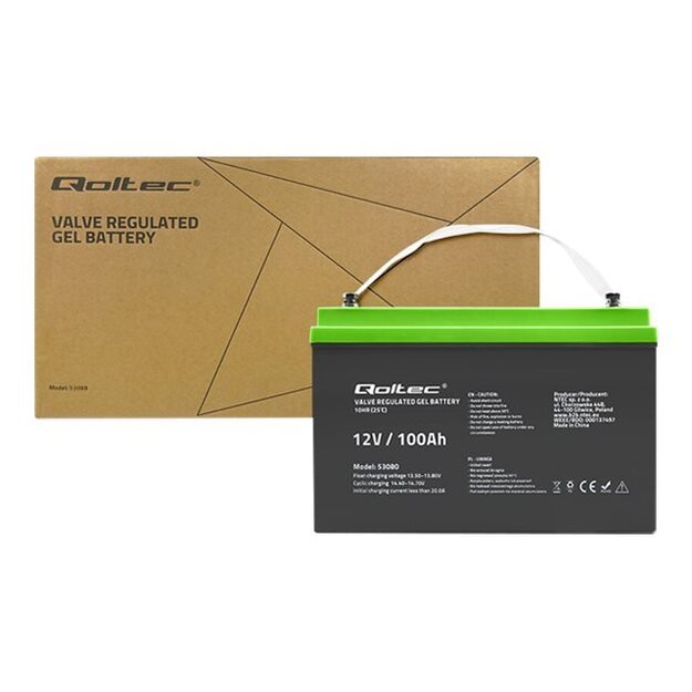 QOLTEC 53080 Gel Battery 12V 100Ah