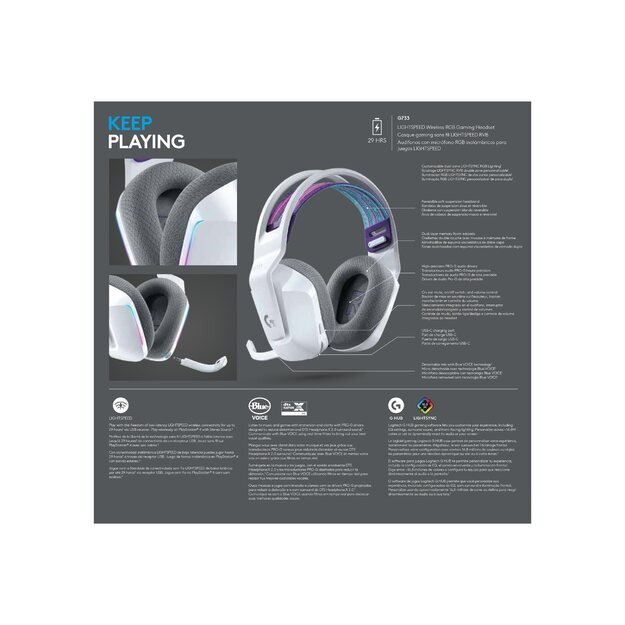 HEADSET GAMING G733 WRL/WHITE 981-000883 LOGITECH