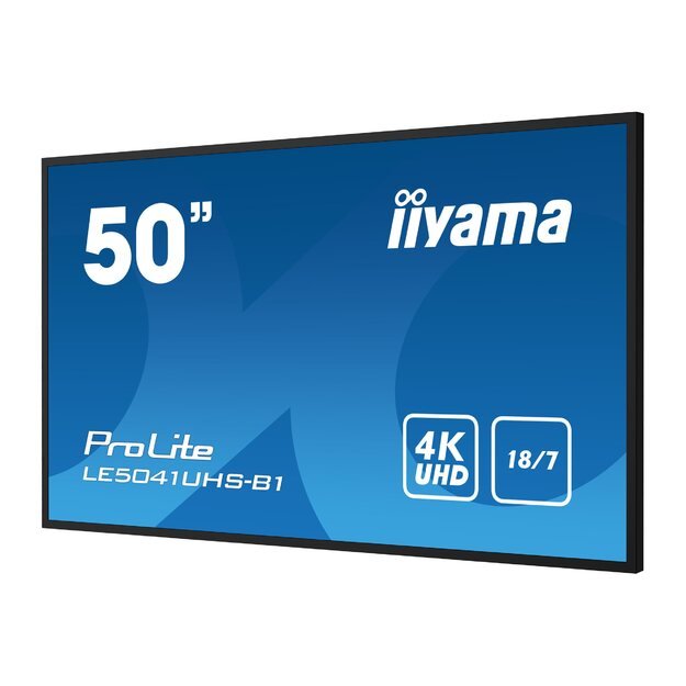 IIYAMA LE5041UHS-B1 50inch 3840x2160 4K UHD VA panel 2percent Haze Landscape mode Speakers 2x 10W VGA 3x HDMI 350cd/m