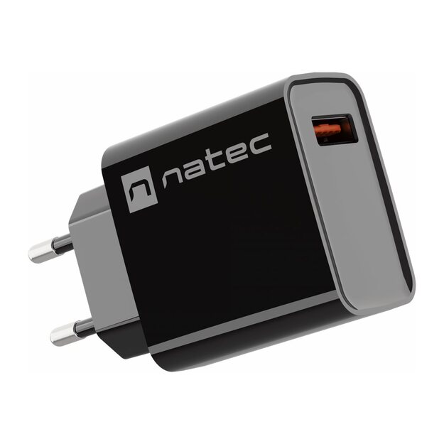 NATEC USB Charger Ribera USB-A 18W black
