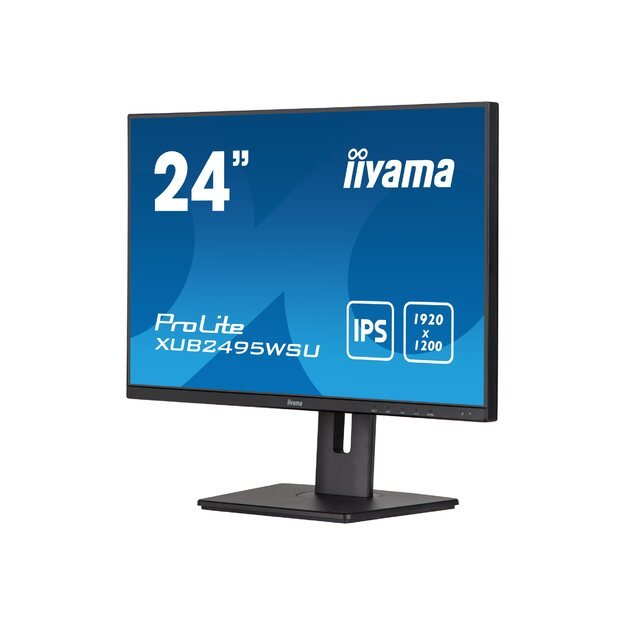 IIYAMA XUB2495WSU-B5 24.1inch ETE WUXGA IPS-panel 300cd/m2 VGA HDMI DisplayPort 5ms Speakers 15cm Height adj. Stand