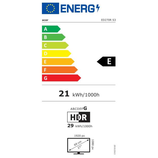 LCD Monitor|ACER|ED270RS3BMIIPX|27 |Gaming/Curved|Panel VA|1920x1080|16:9|1 ms|Speakers|Tilt|Colour Black|UM.HE0EE.302
