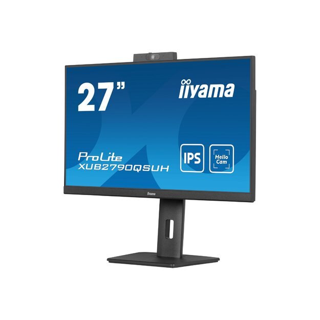 IIYAMA XUB2790QSUH-B1 27inch IPS QHD LED 250cd/m2 0.4ms DP HDMI USB-C USB-Hub 3xOut v3.2 Hello Webcam & Microphone Speakers Height A