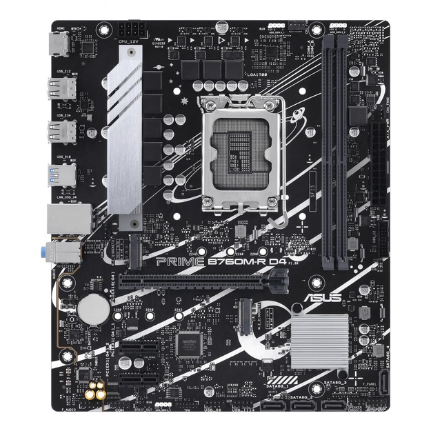 Mainboard|ASUS|Intel B760 Express|LGA1700|Micro-ATX|Memory DDR4|Memory slots 2|2xPCI-Express 4.0 1x|1xPCI-Express 4.0 16x|2xM.2|1x15pin D-sub|1xHDMI|4xUSB 2.0|4xUSB 3.2|1xOptical S/PDIF|3xAudio port|PRIMEB760M-RD4