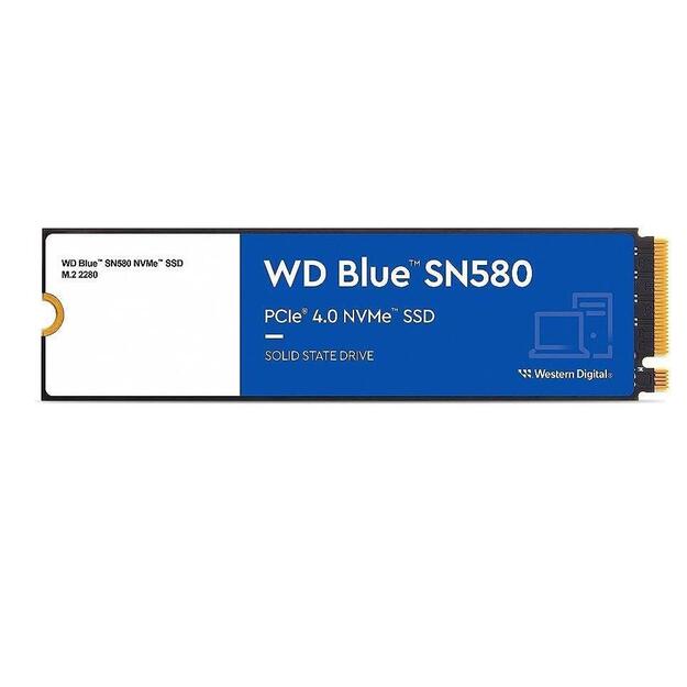 SSD|WESTERN DIGITAL|Blue SN580|500GB|M.2|PCIe Gen4|NVMe|TLC|Write speed 3600 MBytes/sec|Read speed 4000 MBytes/sec|2.38mm|TBW 300 TB|MTBF 1500000 hours|WDS500G3B0E