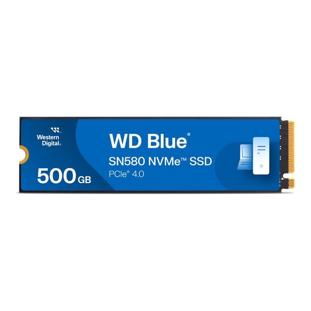 SSD|WESTERN DIGITAL|Blue SN580|500GB|M.2|PCIe Gen4|NVMe|TLC|Write speed 3600 MBytes/sec|Read speed 4000 MBytes/sec|2.38mm|TBW 300 TB|MTBF 1500000 hours|WDS500G3B0E