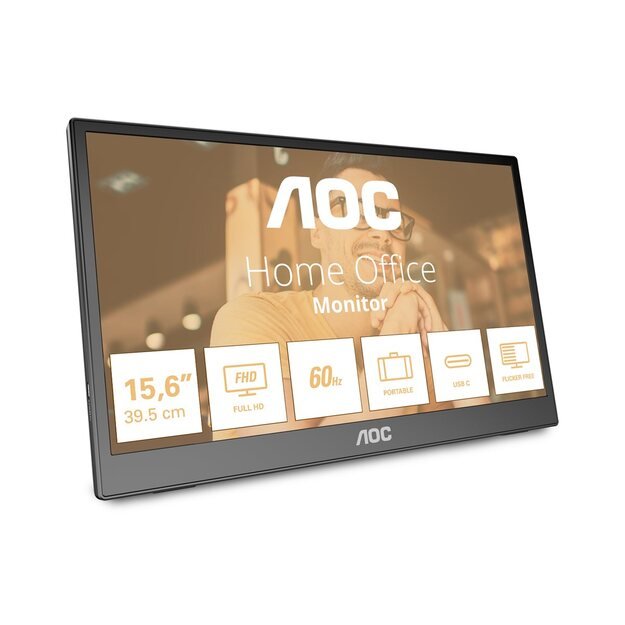 AOC 16T3EA 15.6inch IPS 1920x1080 Monitor 4ms 16.9 USB Black/Grey