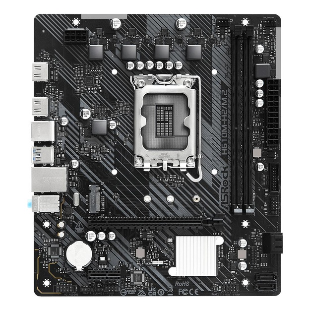 Mainboard|ASROCK|Intel H610|LGA1700|Micro-ATX|Memory DDR4|Memory slots 2|1xPCI-Express 3.0 1x|1xPCI-Express 4.0 16x|1xM.2|2xHDMI|4xUSB 2.0|2xUSB 3.2|1xPS/2|1xRJ45|3xAudio port|H610M-H2/M.2