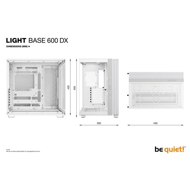 Case|BE QUIET|LIGHT BASE 600 DX|Tower|Case product features Transparent panel|ATX|MicroATX|MiniITX|Colour White|BGW66 15