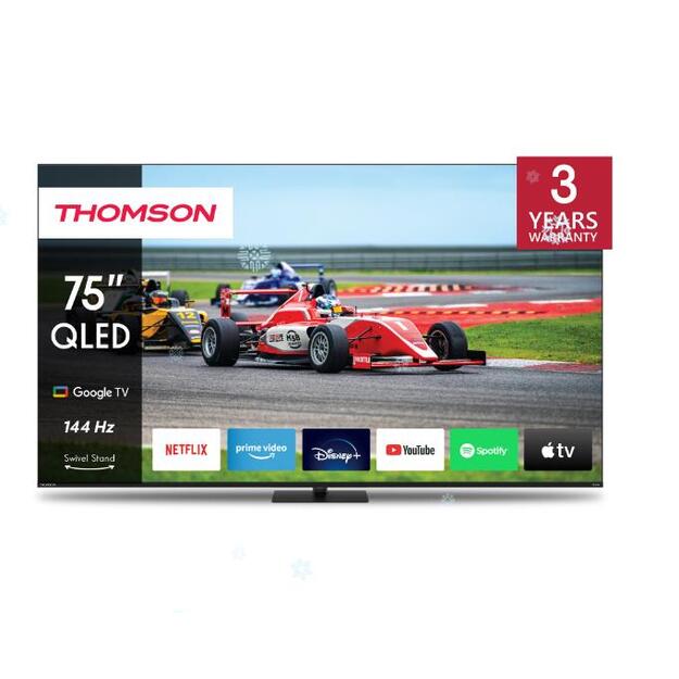 TV Set|THOMSON|75 |4K/Smart|QLED|3840x2160|Wireless LAN|Bluetooth|Google TV|Black|75QG7C14