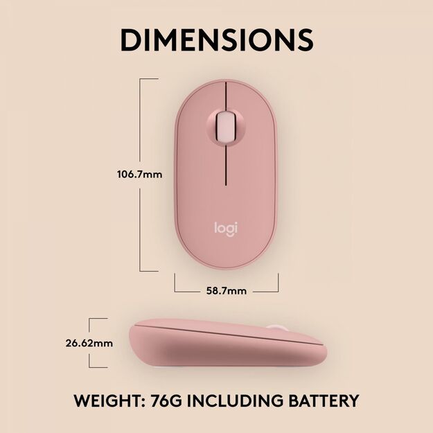 MOUSE USB OPTICAL WRL M350S/ROSE 910-007014 LOGITECH