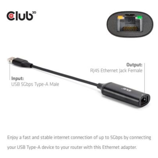 I/O ADAPTER USB TO RJ45/M/F CAC-1421 CLUB3D