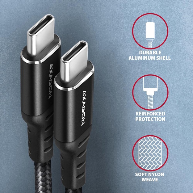 CABLE USB-C TO USB-C 3M 60W/HQ BLACK BUCM-CM30AB AXAGON