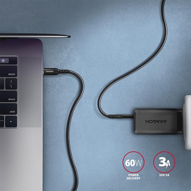 CABLE USB-C TO USB-C 3M 60W/HQ BLACK BUCM-CM30AB AXAGON