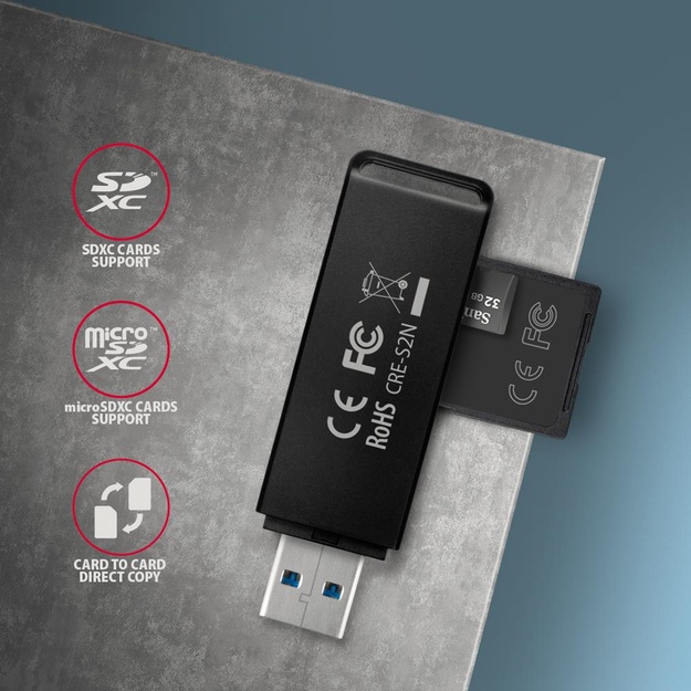 CARD READER USB3.2/SD/MICROSD CRE-S2N AXAGON
