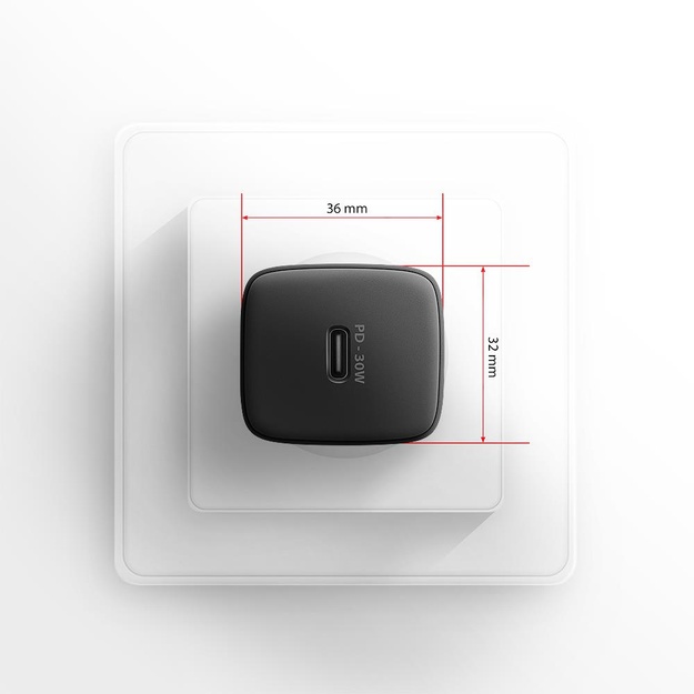 MOBILE CHARGER WALL USB-C 30W/1PORT BLACK ACU-PD30 AXAGON