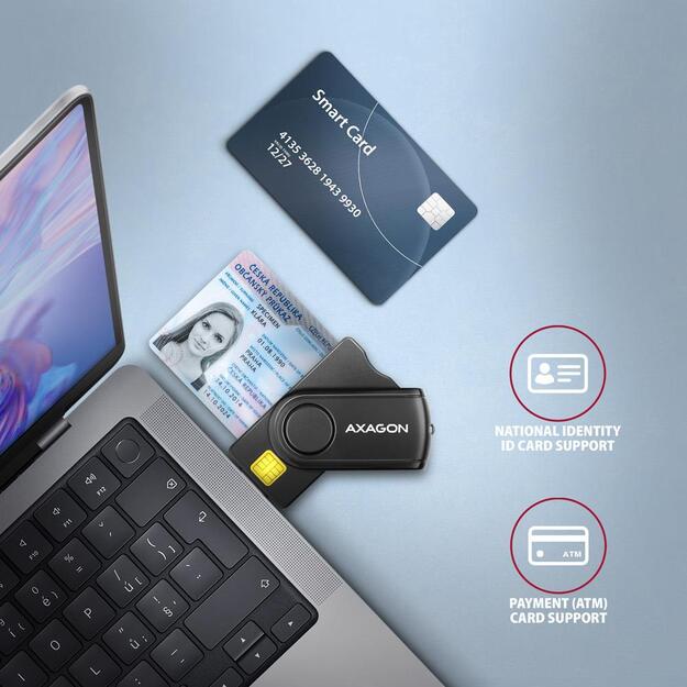 CARD READER USB-C+USB2.0 4SLOT/SMARTCARD CRE-SMP2A AXAGON 4