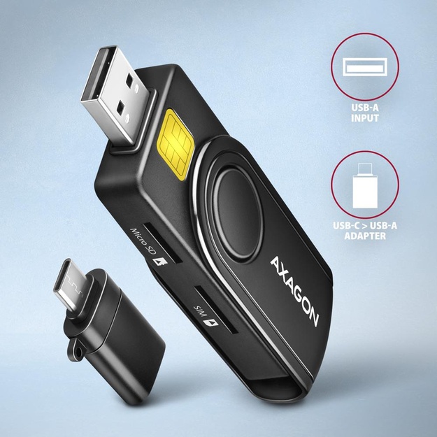 CARD READER USB-C+USB2.0 4SLOT/SMARTCARD CRE-SMP2A AXAGON