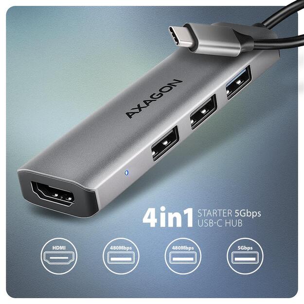 I/O HUB USB-C 4IN1/0.15M HMC-H3A AXAGON 1