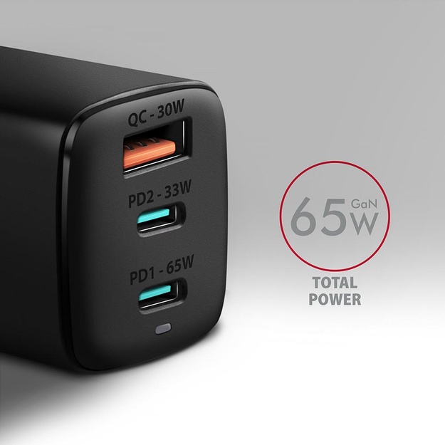 MOBILE CHARGER WALL USB 65W/GAN 3PORT ACU-DPQ65 AXAGON