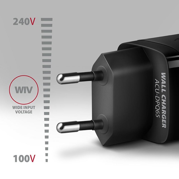 MOBILE CHARGER WALL USB 65W/GAN 3PORT ACU-DPQ65 AXAGON