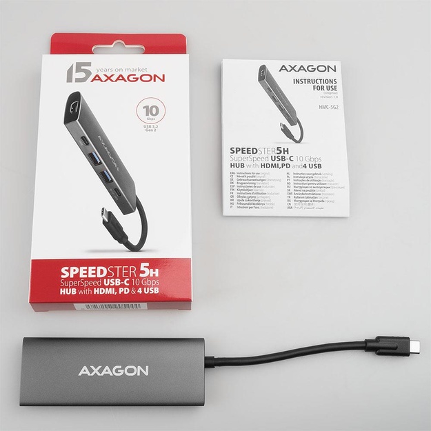 I/O HUB USB-C 5IN1/0.2M HMC-5G2 AXAGON