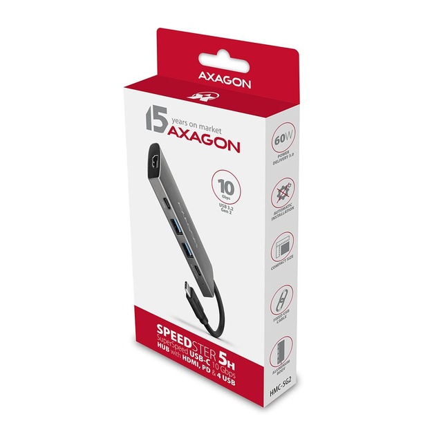 I/O HUB USB-C 5IN1/0.2M HMC-5G2 AXAGON