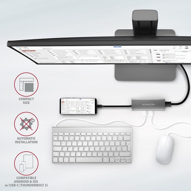 I/O HUB USB-C 5IN1/0.2M HMC-5G2 AXAGON