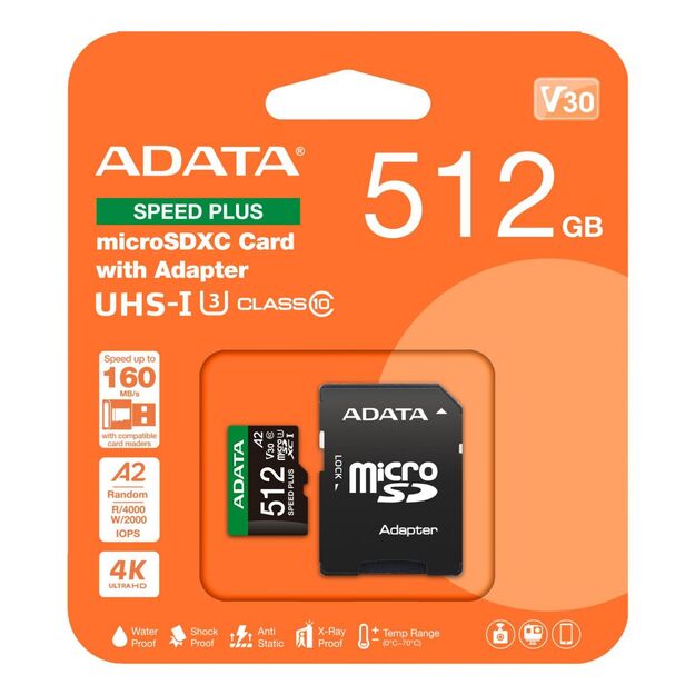 MEMORY MICRO SDXC 512GB UHS-I/UD512GUI3V30A2SP-RA1 ADATA 8
