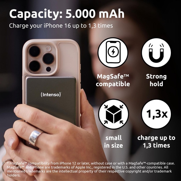 POWER BANK USB 5000MAH MAG/GREY 7344024 INTENSO