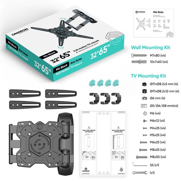 TV SET ACC WALL MOUNT /32-65 /BLACK M4R-B ONKRON