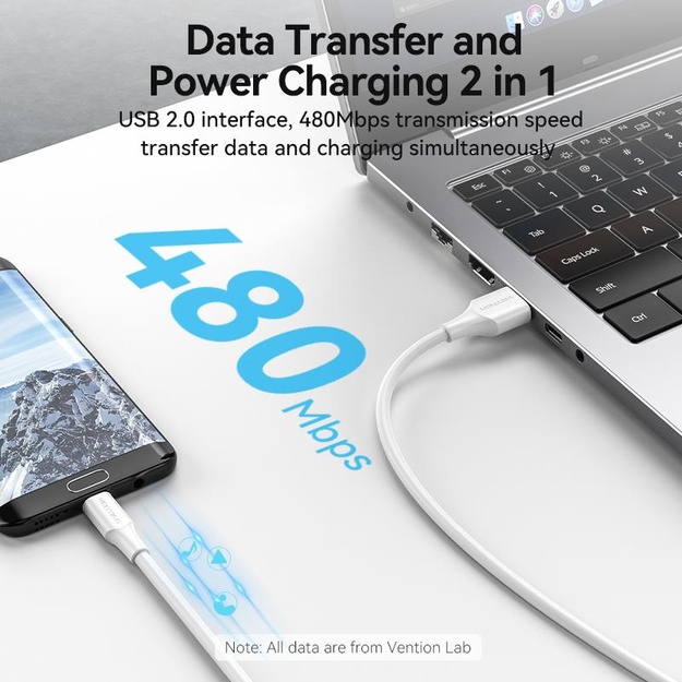 CABLE USB2.0 TO MICRO-B/1M WHITE CTIWF VENTION