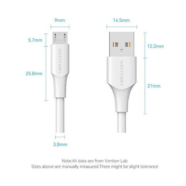 CABLE USB2.0 TO MICRO-B/1M WHITE CTIWF VENTION