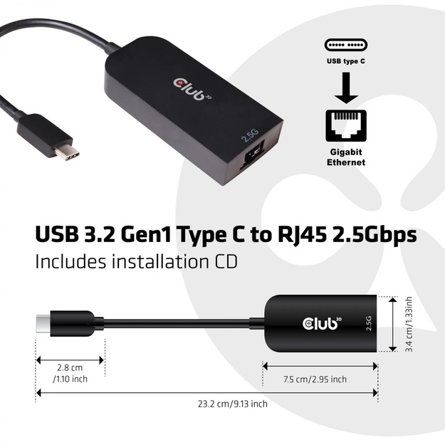 I/O ADAPTER USB3.2 TO RJ45/M/F CAC-1520 CLUB3D