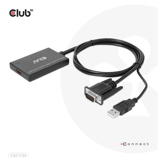 I/O ADAPTER VGA TO HDMI+USB/0.6M M/F CAC-1720 CLUB3D 2