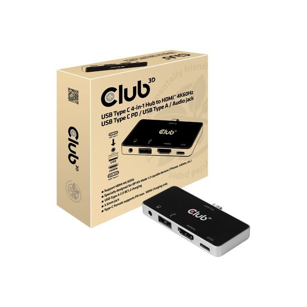I/O HUB 4IN1 USB-C TO HDMI/100W CSV-1591 CLUB3D 1