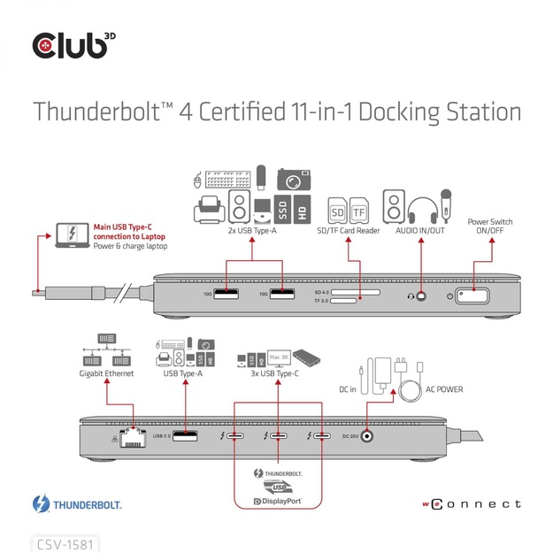 NB ACC DOCKING STATION 11IN1/THUNDERBOLT CSV-1581 CLUB3D
