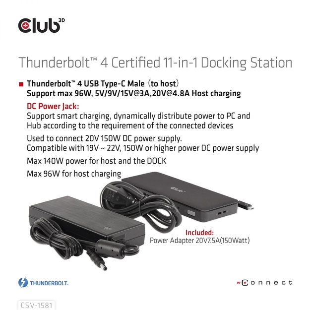 NB ACC DOCKING STATION 11IN1/THUNDERBOLT CSV-1581 CLUB3D