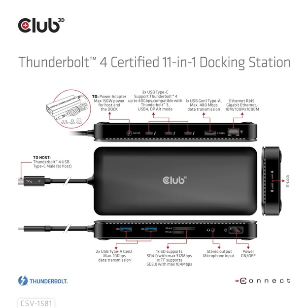 NB ACC DOCKING STATION 11IN1/THUNDERBOLT CSV-1581 CLUB3D