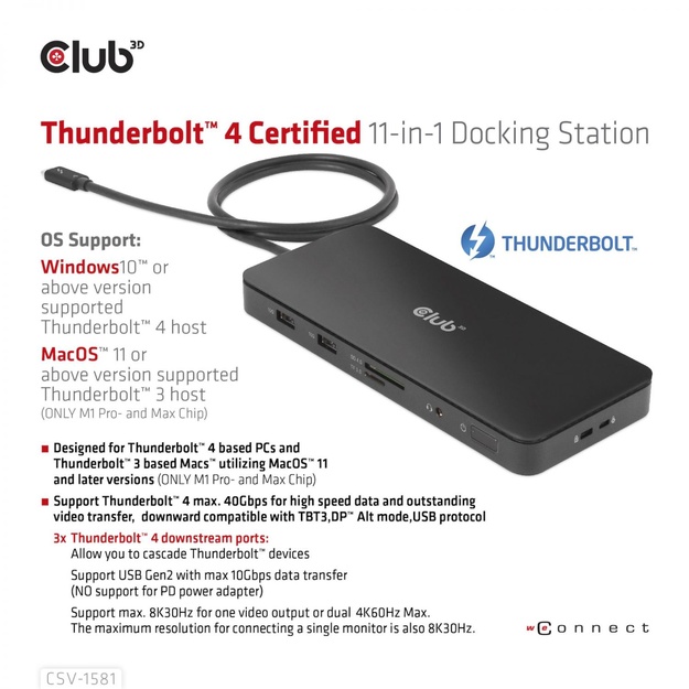 NB ACC DOCKING STATION 11IN1/THUNDERBOLT CSV-1581 CLUB3D