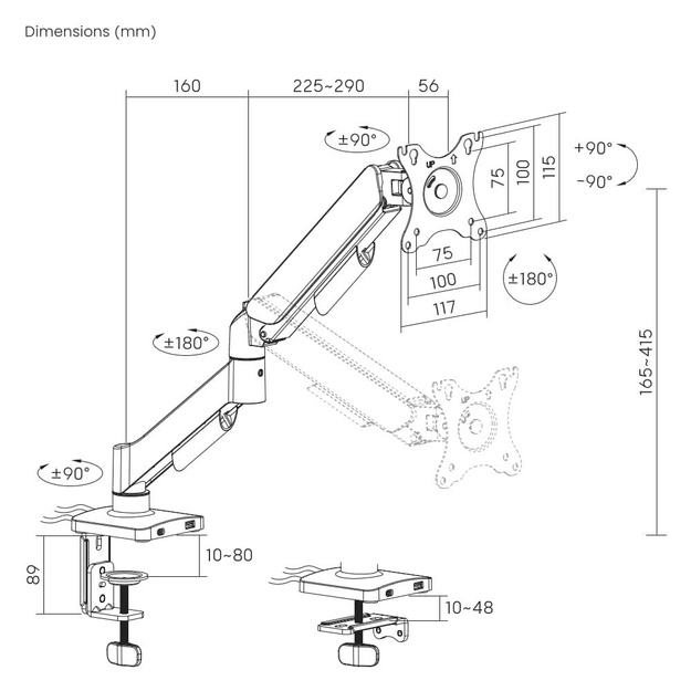 DISPLAY ACC MOUNTING ARM/17-32  MA-DA1U-01 GEMBIRD