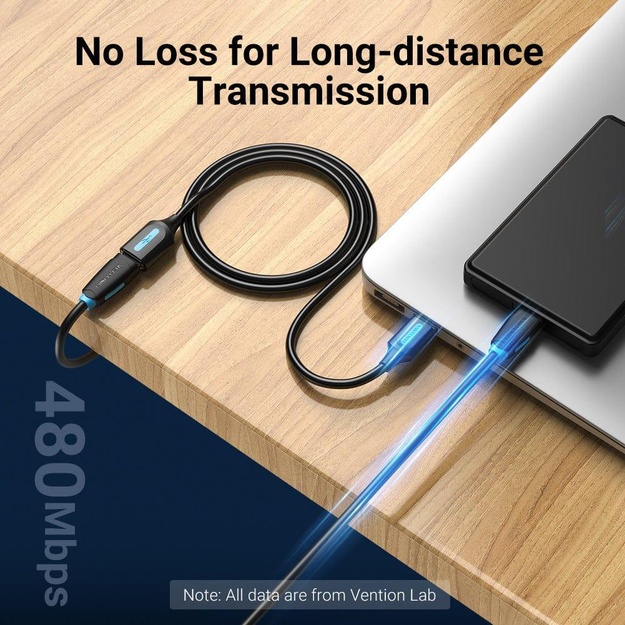 CABLE USB2.0 MALE TO FEMALE/1M BLACK CBIBF VENTION
