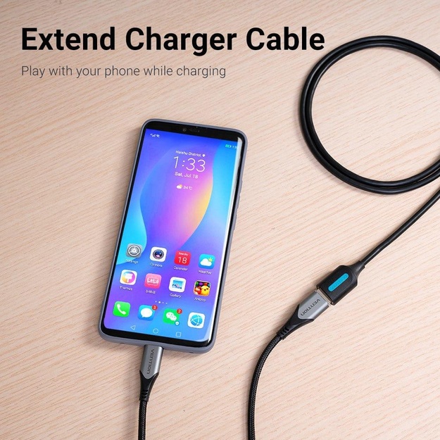 CABLE USB2.0 MALE TO FEMALE/1M BLACK CBIBF VENTION