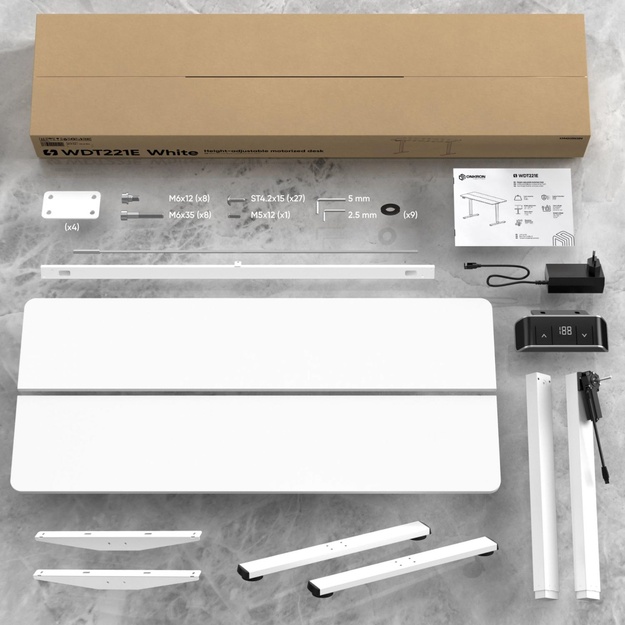DESK MOTORISED/WHITE WDT221E-W ONKRON